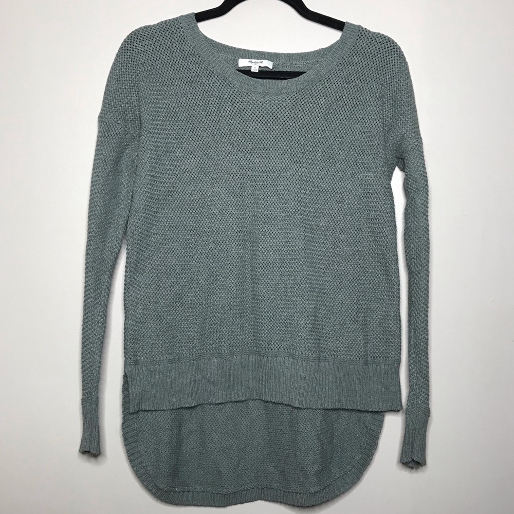 Madewell High Low Hem Knit Crew Neck Sweater